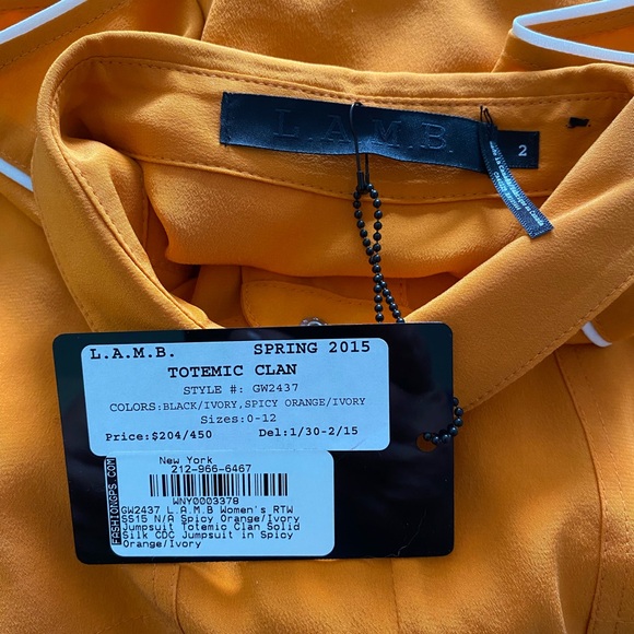 L.A.M.B. “Rare” Gwen Stefani Totemic Clan spicy orange jumpsuit size 2 - Picture 14 of 16